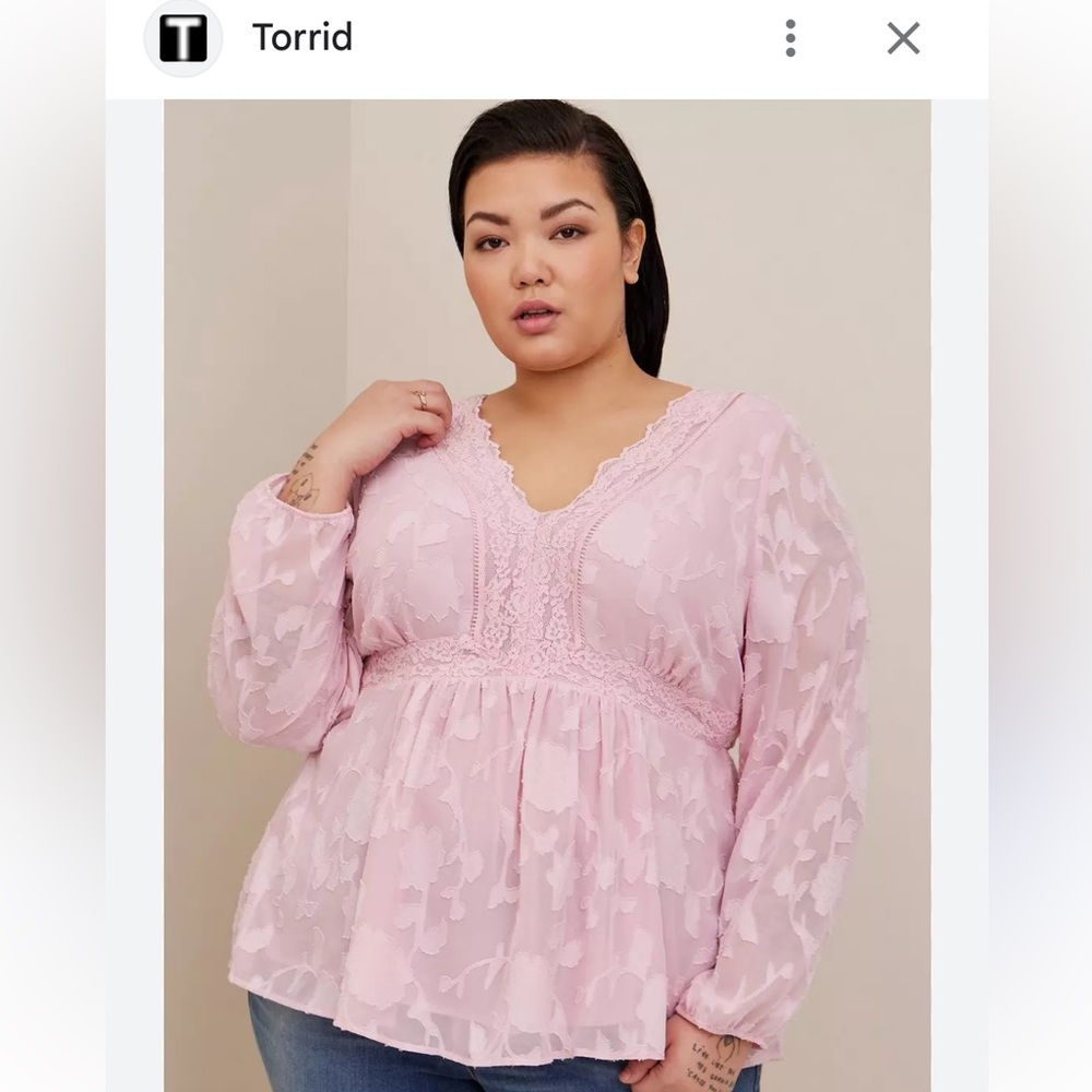 Torrid Soft Pink Lace Blouse